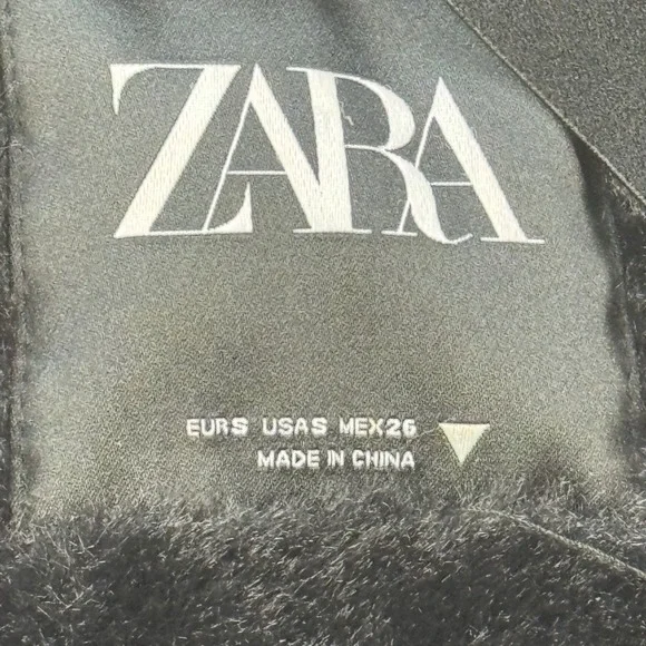 Zara Winter Parka Coat Fur Lined Hooded Jacket Black Warm Womens S - Picture 8 of 11
